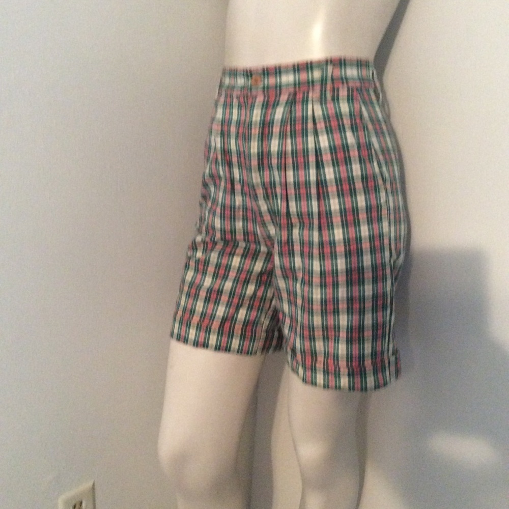 Vintage Pink Plaid High Waist Walking Shorts XS S